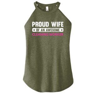 Proud Wife Of An Awesome Cleaning Worker Gift Women’s Perfect Tri Rocker Tank