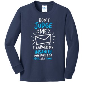 Postal Worker Or Mail Carrier Dont Judge Me Kids Long Sleeve Shirt