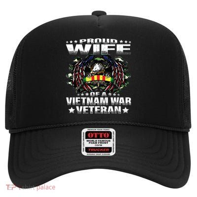 Proud Wife Of A Vietnam War Veteran Military Vets Spouse High Crown Mesh Back Trucker Hat