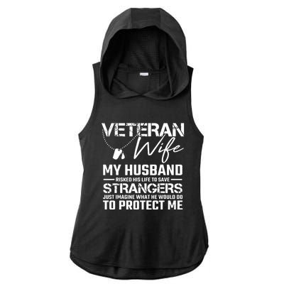 Proud Wife Of A U.S. Army Veteran, Veterans Day Gift Ladies PosiCharge Tri-Blend Wicking Draft Hoodie Tank