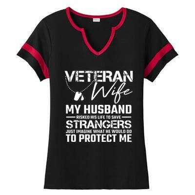 Proud Wife Of A U.S. Army Veteran, Veterans Day Gift Ladies Halftime Notch Neck Tee