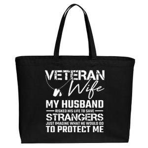 Proud Wife Of A U.S. Army Veteran, Veterans Day Gift Cotton Canvas Jumbo Tote