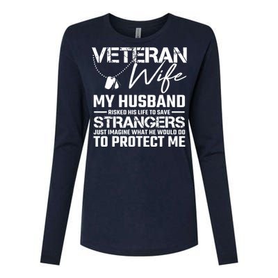 Proud Wife Of A U.S. Army Veteran, Veterans Day Gift Womens Cotton Relaxed Long Sleeve T-Shirt