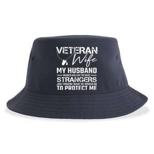 Proud Wife Of A U.S. Army Veteran, Veterans Day Gift Sustainable Bucket Hat