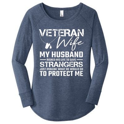 Proud Wife Of A U.S. Army Veteran, Veterans Day Gift Women's Perfect Tri Tunic Long Sleeve Shirt