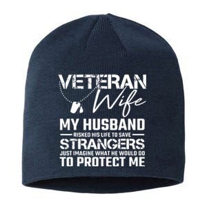 Proud Wife Of A U.S. Army Veteran, Veterans Day Gift Sustainable Beanie