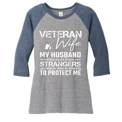 Proud Wife Of A U.S. Army Veteran, Veterans Day Gift Women's Tri-Blend 3/4-Sleeve Raglan Shirt