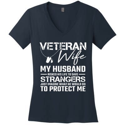 Proud Wife Of A U.S. Army Veteran, Veterans Day Gift Women's V-Neck T-Shirt