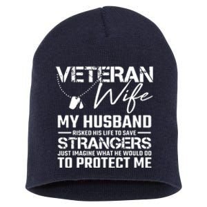 Proud Wife Of A U.S. Army Veteran, Veterans Day Gift Short Acrylic Beanie