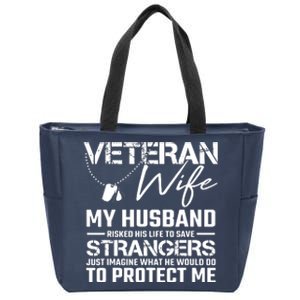 Proud Wife Of A U.S. Army Veteran, Veterans Day Gift Zip Tote Bag