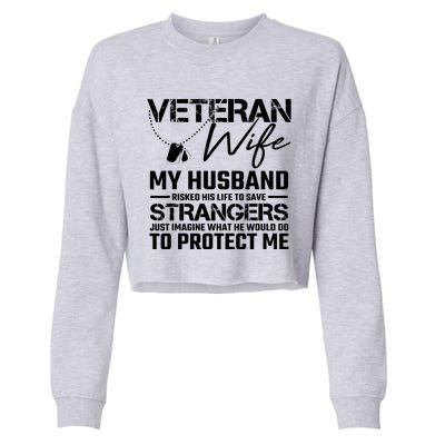 Proud Wife Of A U.S. Army Veteran, Veterans Day Gift Cropped Pullover Crew