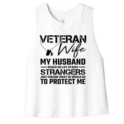 Proud Wife Of A U.S. Army Veteran, Veterans Day Gift Women's Racerback Cropped Tank