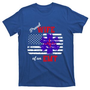 Proud Wife Of An Emt Paramedic Flag Back Print Great Gift T-Shirt