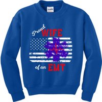 Proud Wife Of An Emt Paramedic Flag Back Print Great Gift Kids Sweatshirt