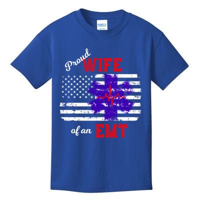 Proud Wife Of An Emt Paramedic Flag Back Print Great Gift Kids T-Shirt