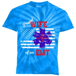 Proud Wife Of An Emt Paramedic Flag Back Print Great Gift Kids Tie-Dye T-Shirt