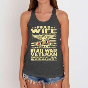 Proud Wife Of An Iraq Veteran Military Veterans Spouse Gift Women's Knotted Racerback Tank