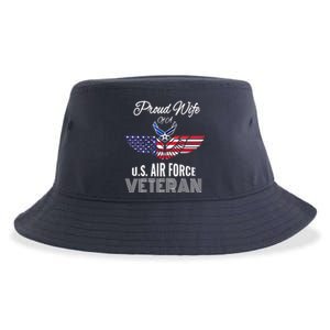 Proud Wife Of US Air Force Veteran Patriotic Military Spouse Sustainable Bucket Hat