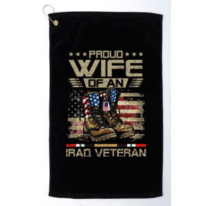 Proud Wife Of Us Iraq War Veteran Family Matching Platinum Collection Golf Towel