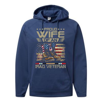 Proud Wife Of Us Iraq War Veteran Family Matching Performance Fleece Hoodie