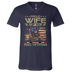 Proud Wife Of Us Iraq War Veteran Family Matching V-Neck T-Shirt