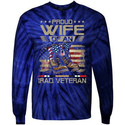 Proud Wife Of Us Iraq War Veteran Family Matching Tie-Dye Long Sleeve Shirt