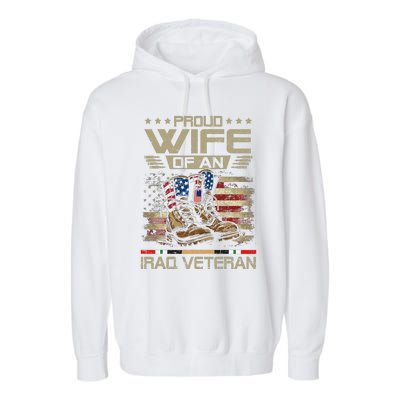 Proud Wife Of Us Iraq War Veteran Family Matching Garment-Dyed Fleece Hoodie