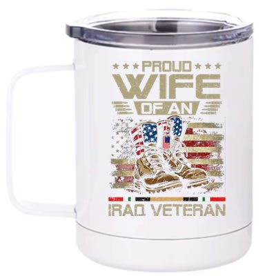 Proud Wife Of Us Iraq War Veteran Family Matching 12 oz Stainless Steel Tumbler Cup