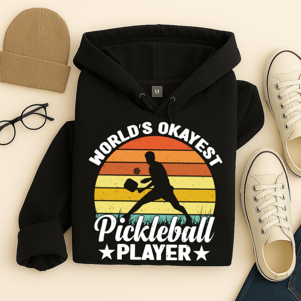 Pickleball World's Okayest Pickleball Player Funny Pickleball Hoodie