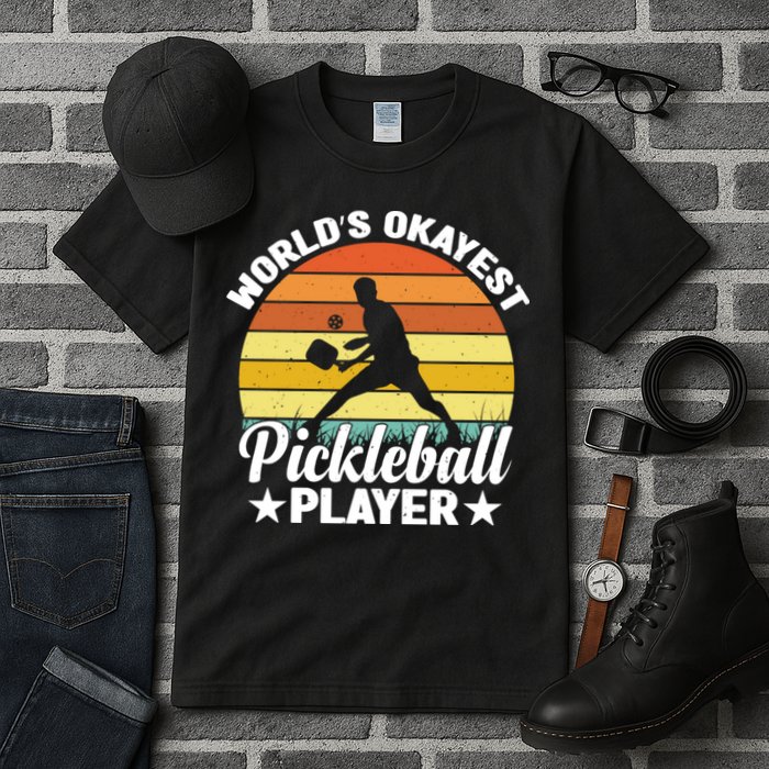 Pickleball World's Okayest Pickleball Player Funny Pickleball Tall T-Shirt