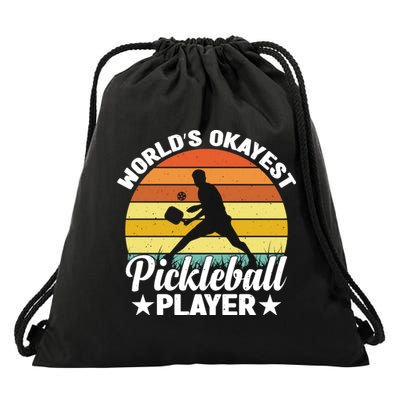 Pickleball World's Okayest Pickleball Player Funny Pickleball Drawstring Bag