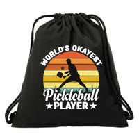 Pickleball World's Okayest Pickleball Player Funny Pickleball Drawstring Bag