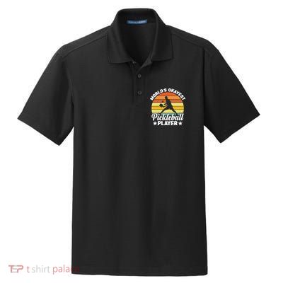 Pickleball World's Okayest Pickleball Player Funny Pickleball Dry Zone Grid Polo