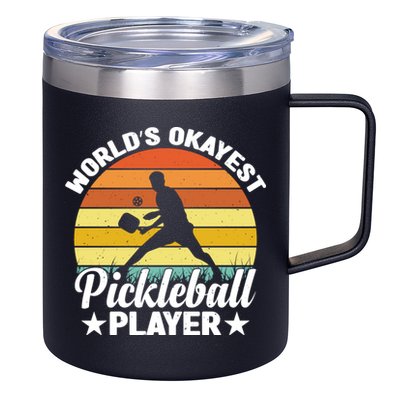 Pickleball World's Okayest Pickleball Player Funny Pickleball 12oz Stainless Steel Coffee Mug