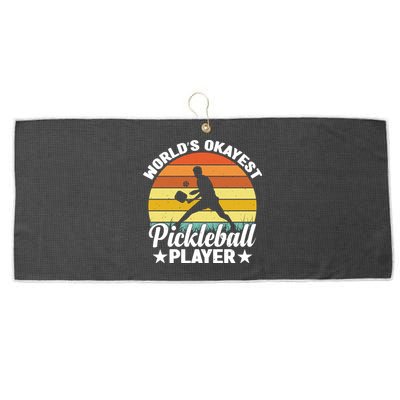 Pickleball World's Okayest Pickleball Player Funny Pickleball Large Microfiber Waffle Golf Towel