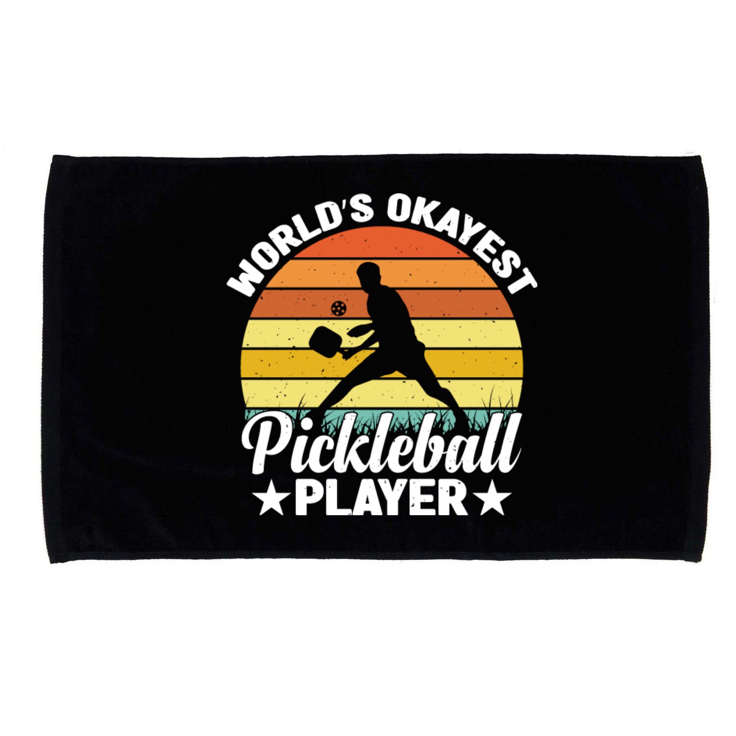 Pickleball World's Okayest Pickleball Player Funny Pickleball Microfiber Hand Towel