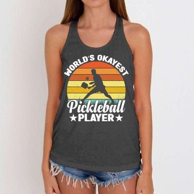 Pickleball World's Okayest Pickleball Player Funny Pickleball Women's Knotted Racerback Tank