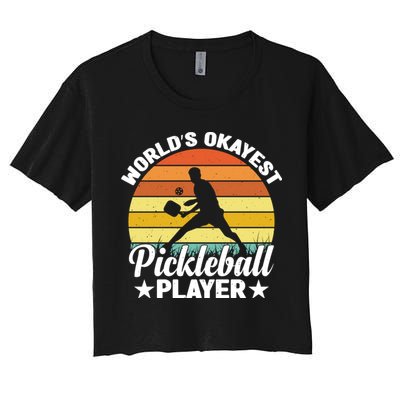 Pickleball World's Okayest Pickleball Player Funny Pickleball Crop Top