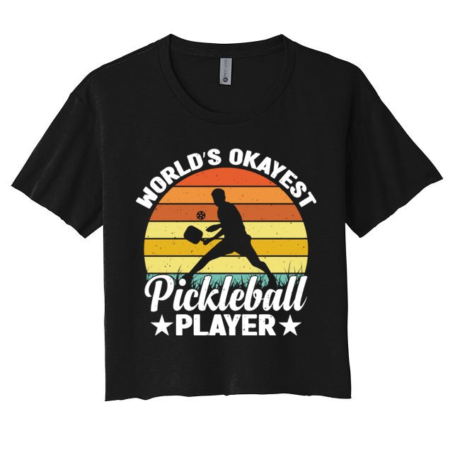 Pickleball World's Okayest Pickleball Player Funny Pickleball Crop Top