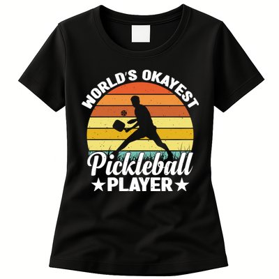Pickleball World's Okayest Pickleball Player Funny Pickleball Womens T-Shirt