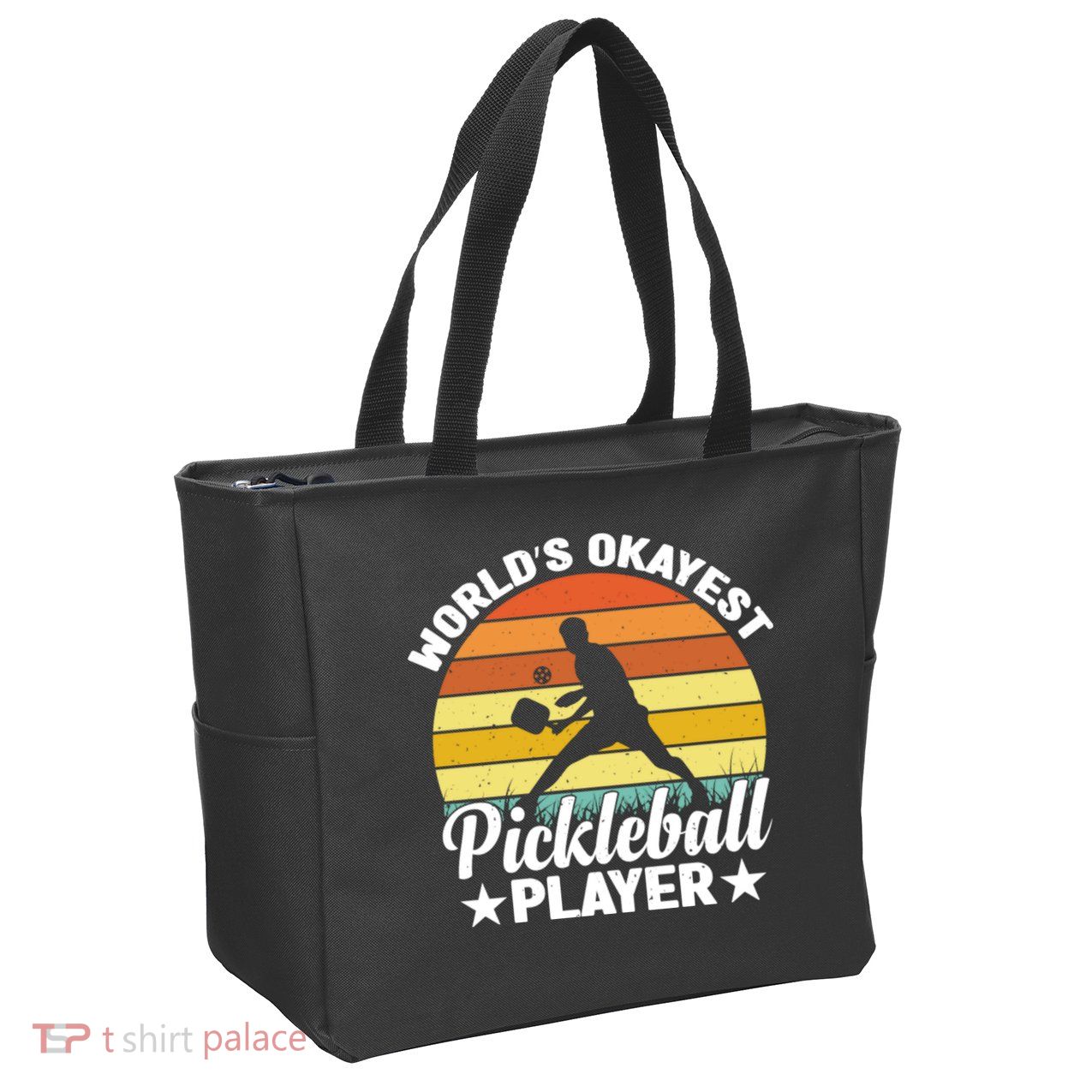 Pickleball World's Okayest Pickleball Player Funny Pickleball Zip Tote Bag