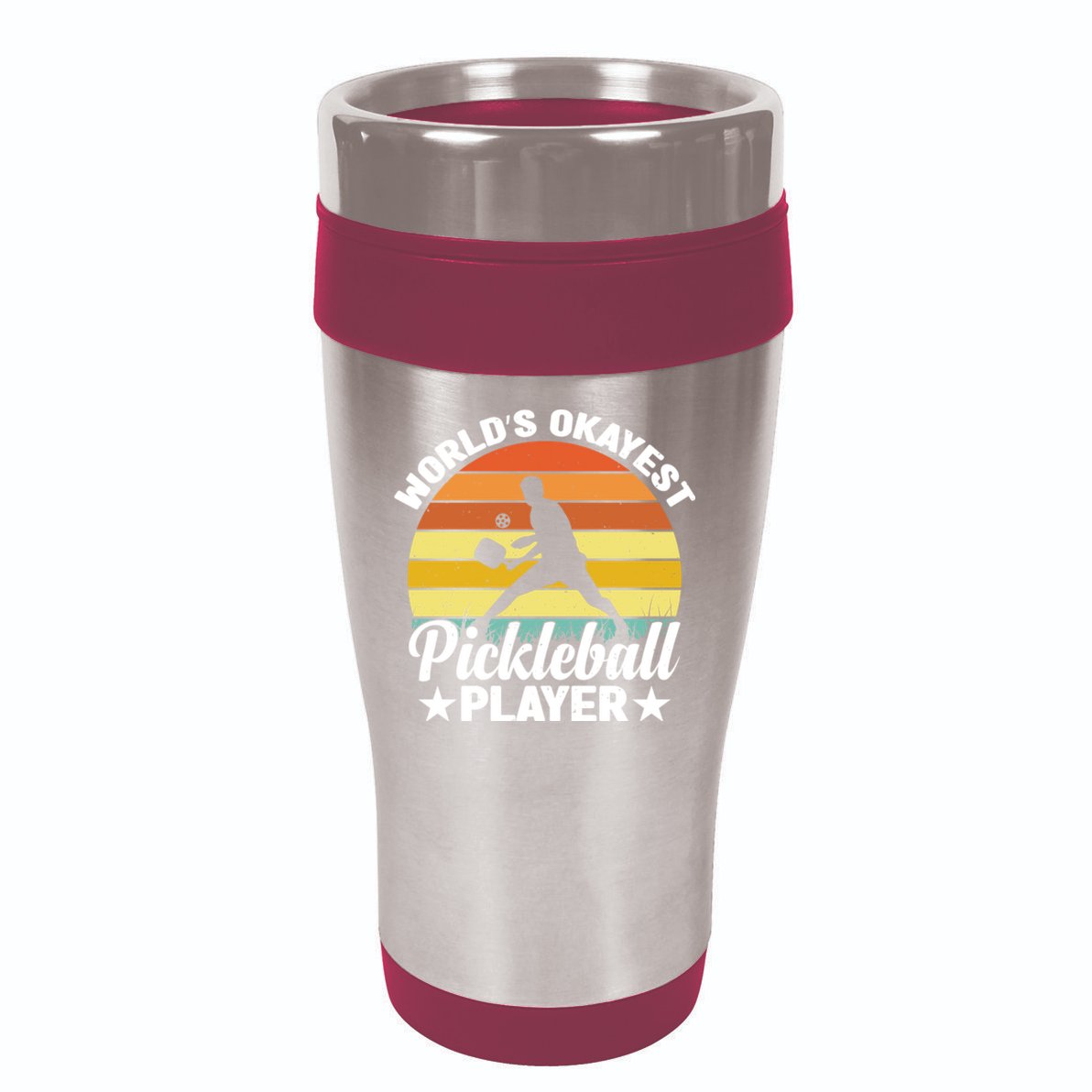 Pickleball World's Okayest Pickleball Player Funny Pickleball 16oz Travel Tumbler
