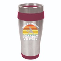 Pickleball World's Okayest Pickleball Player Funny Pickleball 16oz Travel Tumbler