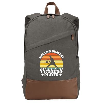 Pickleball World's Okayest Pickleball Player Funny Pickleball Cotton Canvas Backpack