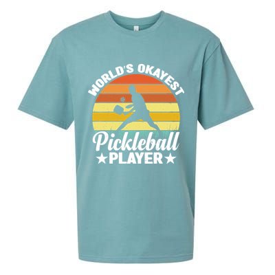 Pickleball World's Okayest Pickleball Player Funny Pickleball Sueded Cloud Jersey T-Shirt