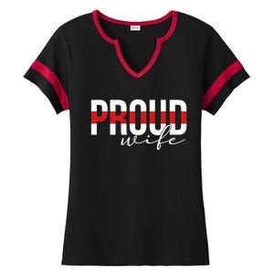 Proud Wife Of A Firefighter Wife Fire Wife Meaningful Gift Ladies Halftime Notch Neck Tee