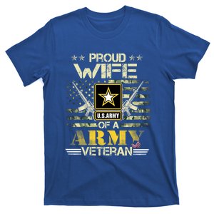 Proud Wife Of A Army Veteran American Flag Military Gift T-Shirt