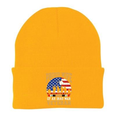 Proud Wife Of Iraq War Veteran Flag Usa Family Matching Knit Cap Winter Beanie