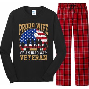 Proud Wife Of Iraq War Veteran Flag Usa Family Matching Long Sleeve Pajama Set