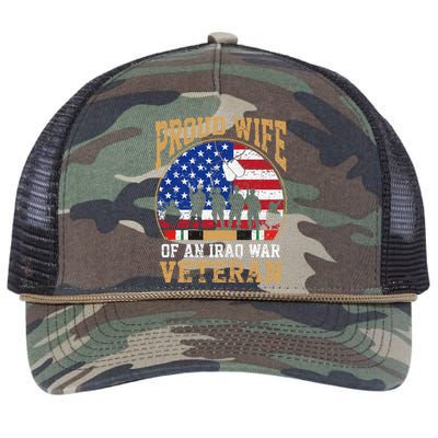 Proud Wife Of Iraq War Veteran Flag Usa Family Matching Retro Rope Trucker Hat Cap